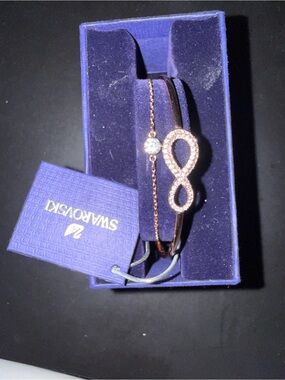 Swarovski Rose Gold Crystal Infinity Bracelet Duo